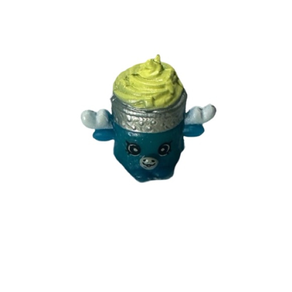 Shopkins Blue Character Figure with Lime Swirl and Silver Trim